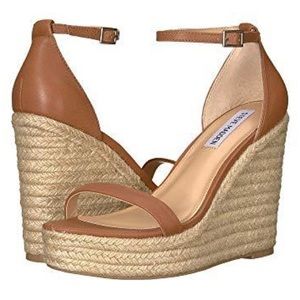 Steve Madden Survive Espadrille Wedge Sandal in Cognac Leather